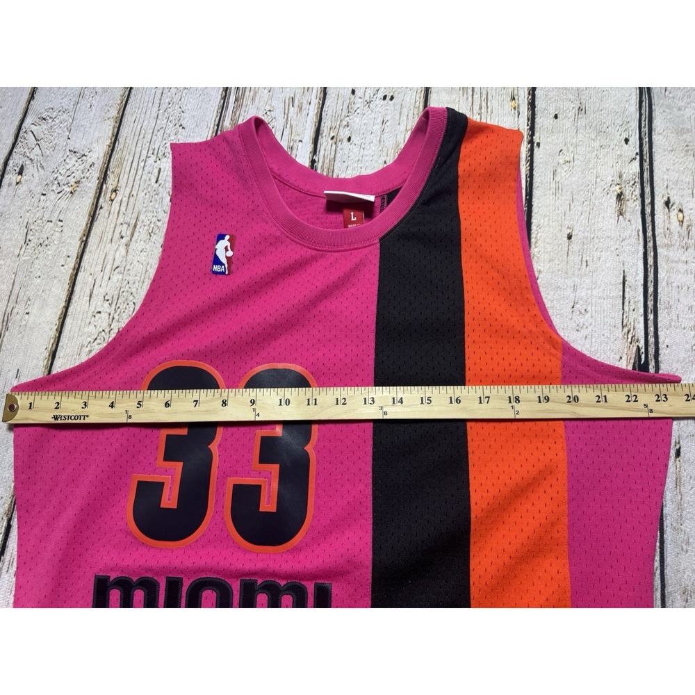MITCHELL & NESS ALONZO MOURNING L MIAMI HEAT JERSEY $135 RELOAD SWINGMAN PINK - Picture 5 of 9